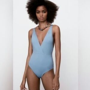 Zara Plunge Crossback One piece Swimwear SMALL